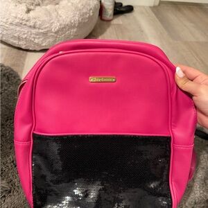 Juicy Couture Pink and Black Backpack with Bold Design